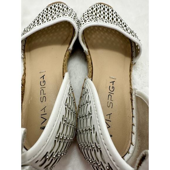 Via Spiga White Studded Slip On Sandals Size 5.5 M - Picture 7 of 8